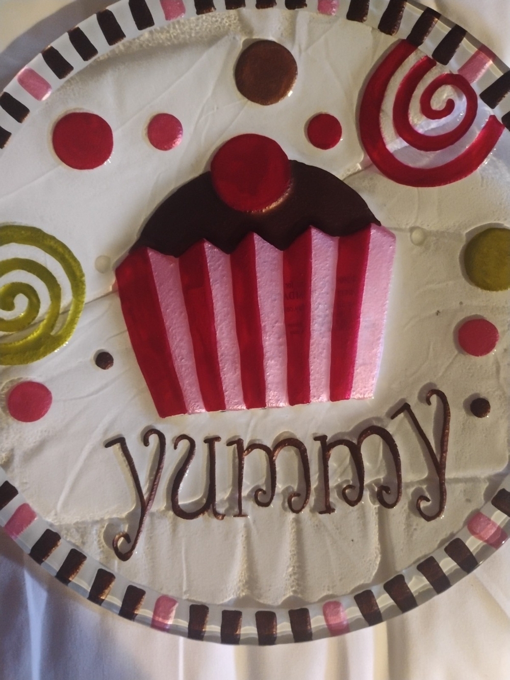 Demdaco Pink & Brown Cupcake Plate